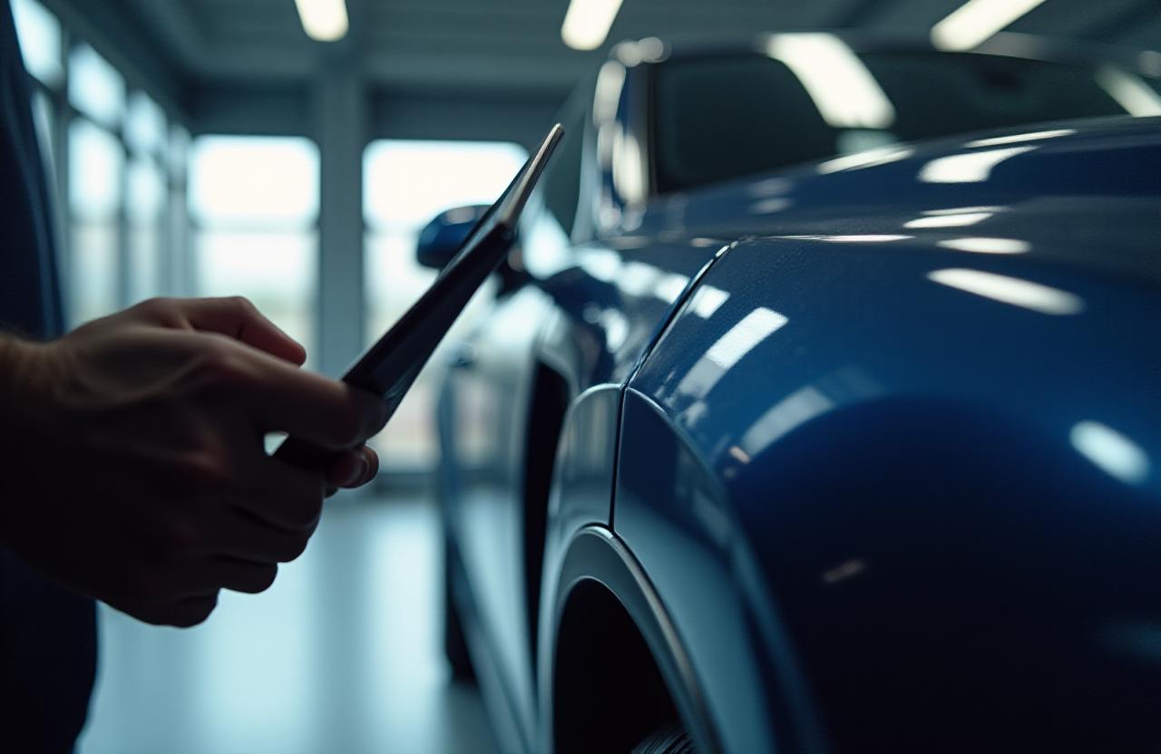 Close up of a luxury car finish and professional detailing contract